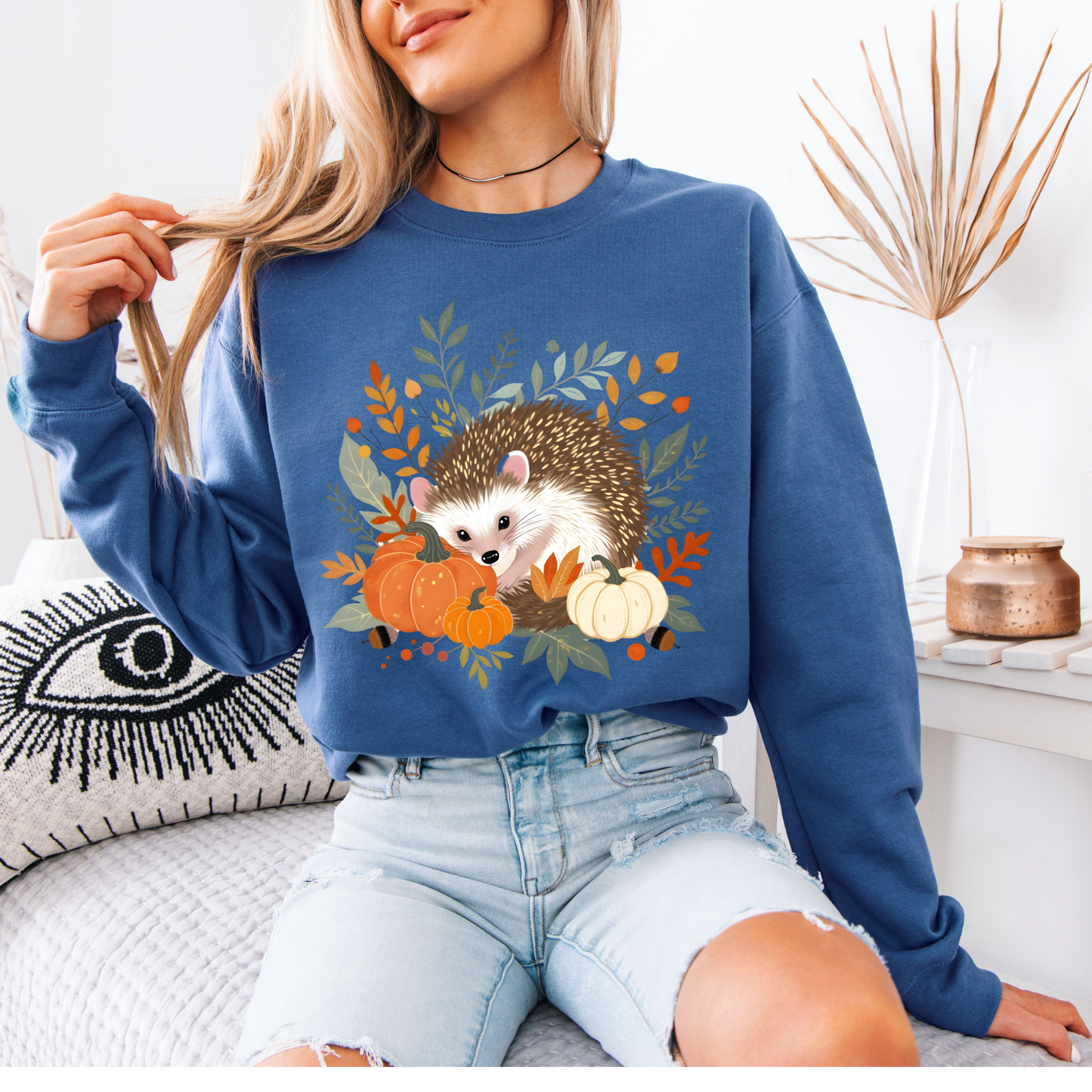 🍂 Forest Hedgehog Fall Vibes 🧡Cotton Sweatshirt
