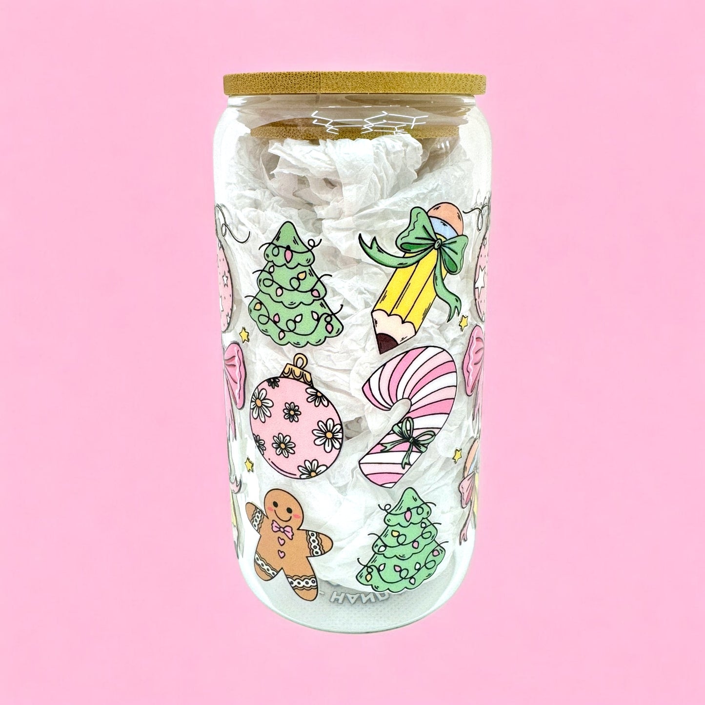 🎀 Pink Christmas Treats 16oz Glass Cup