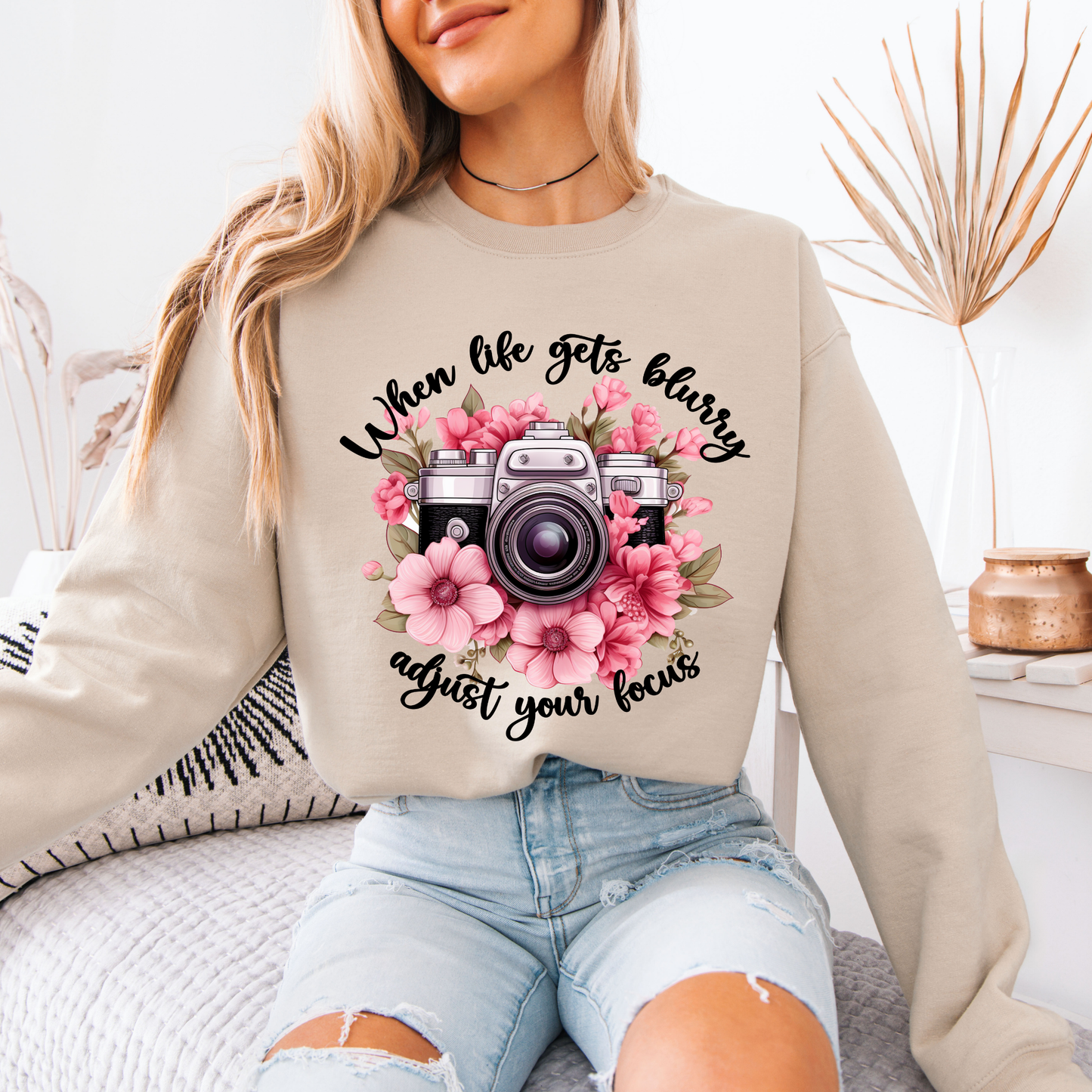 📸 “Adjust Your Focus” Floral Camera Sweatshirt 🌸✨