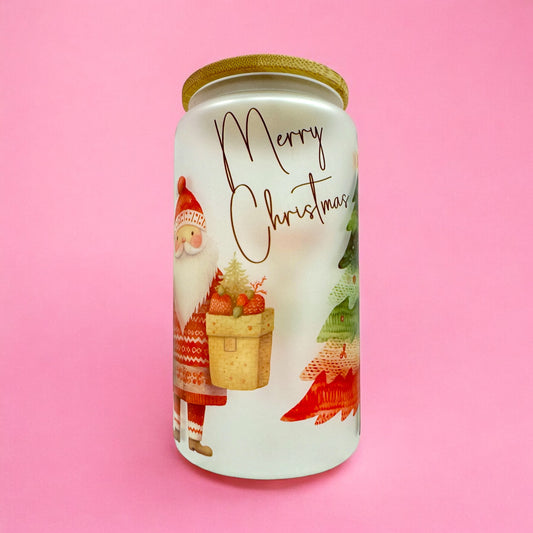 🎅 Merry Christmas 16oz Frosted Glass Cup