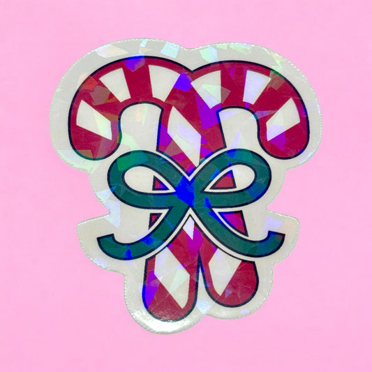 🍭 Candy Cane Holographic Sticker 🎀✨