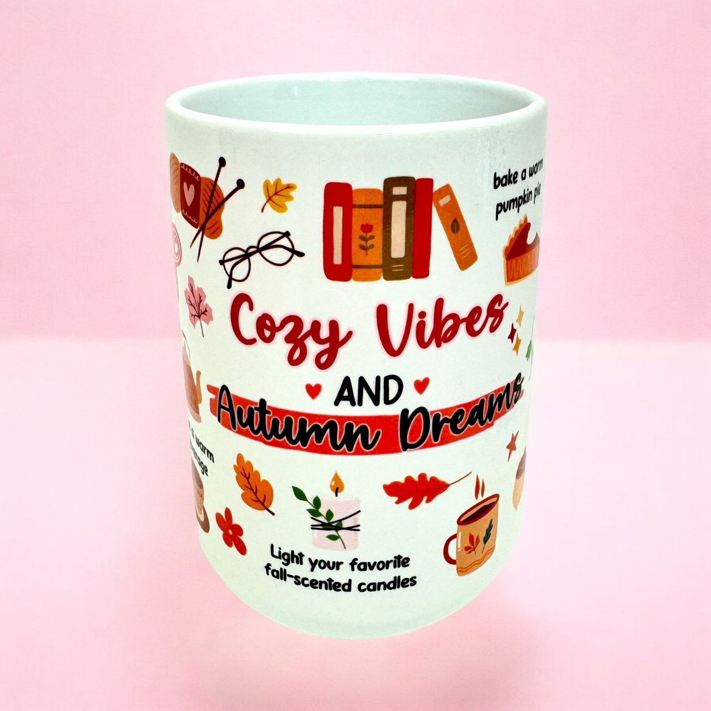 🍂 Cozy Vibes & Autumn Dreams – 15oz Mug ☕🎃