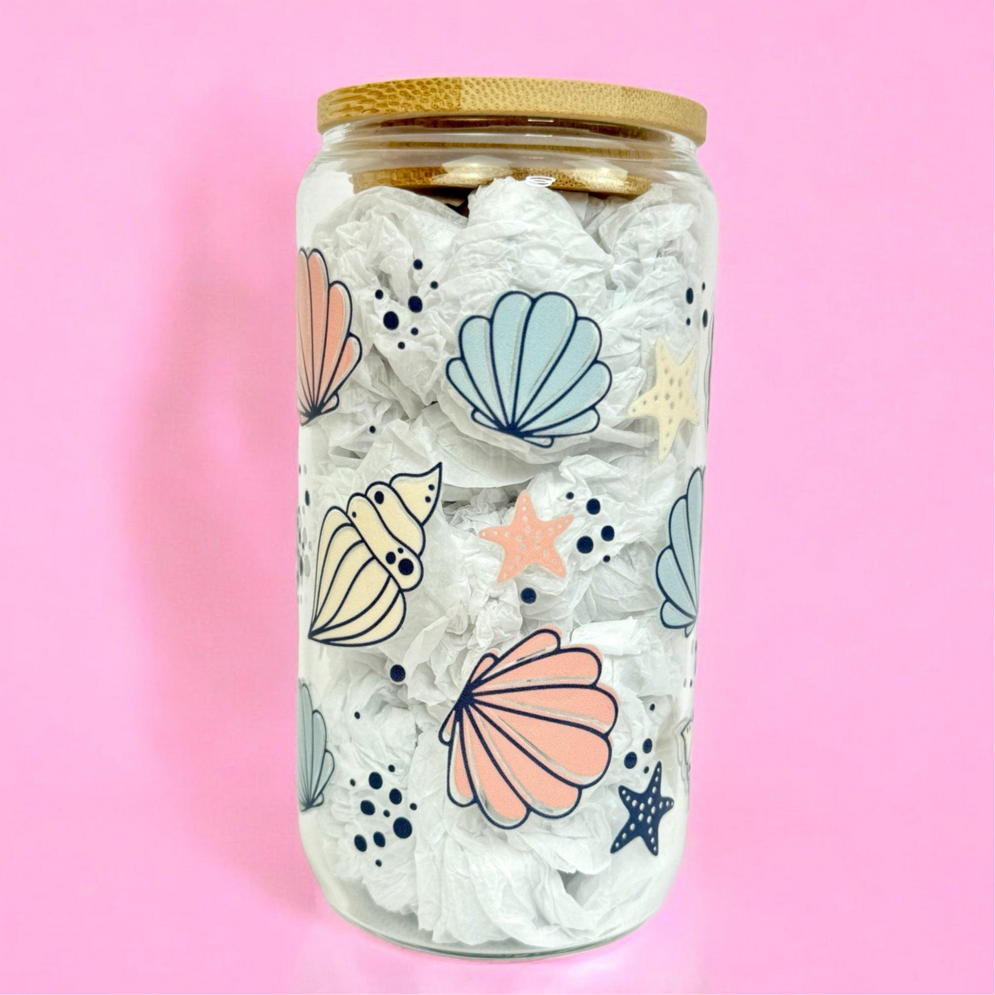 Seashell Ocean 16oz (455ml) Iced Coffee Glass Cup