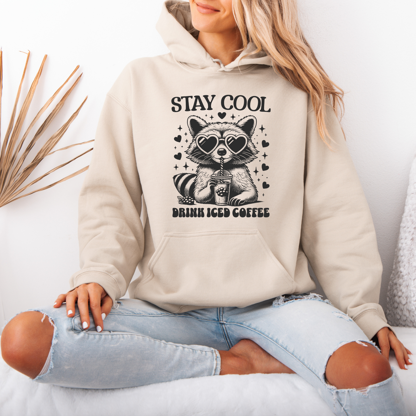 “Stay Cool 😎🧋 | Iced Coffee Raccoon Vibes Hoodie”