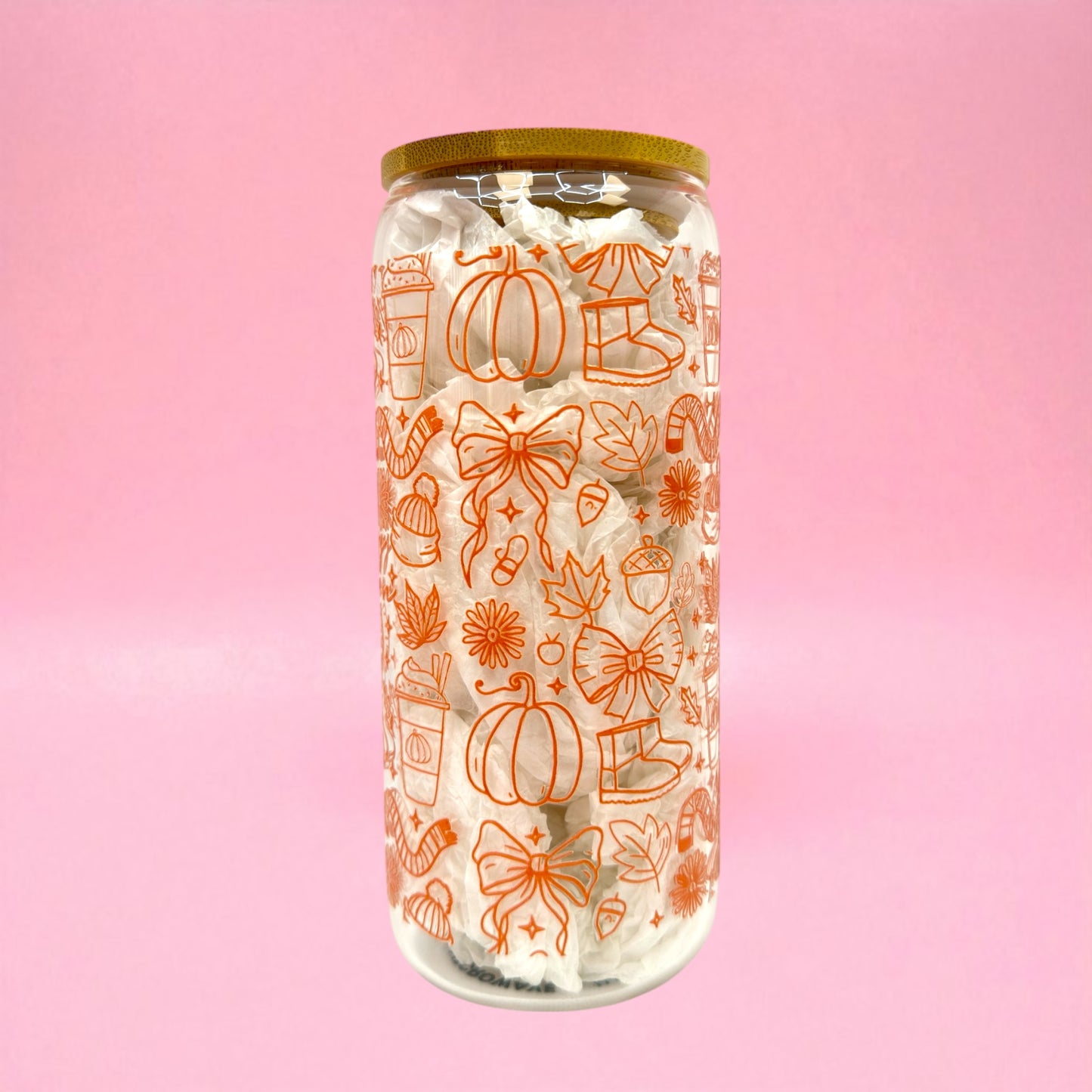 🍂 Cozy Season 20oz Glass Can with Bamboo Lid ☕✨