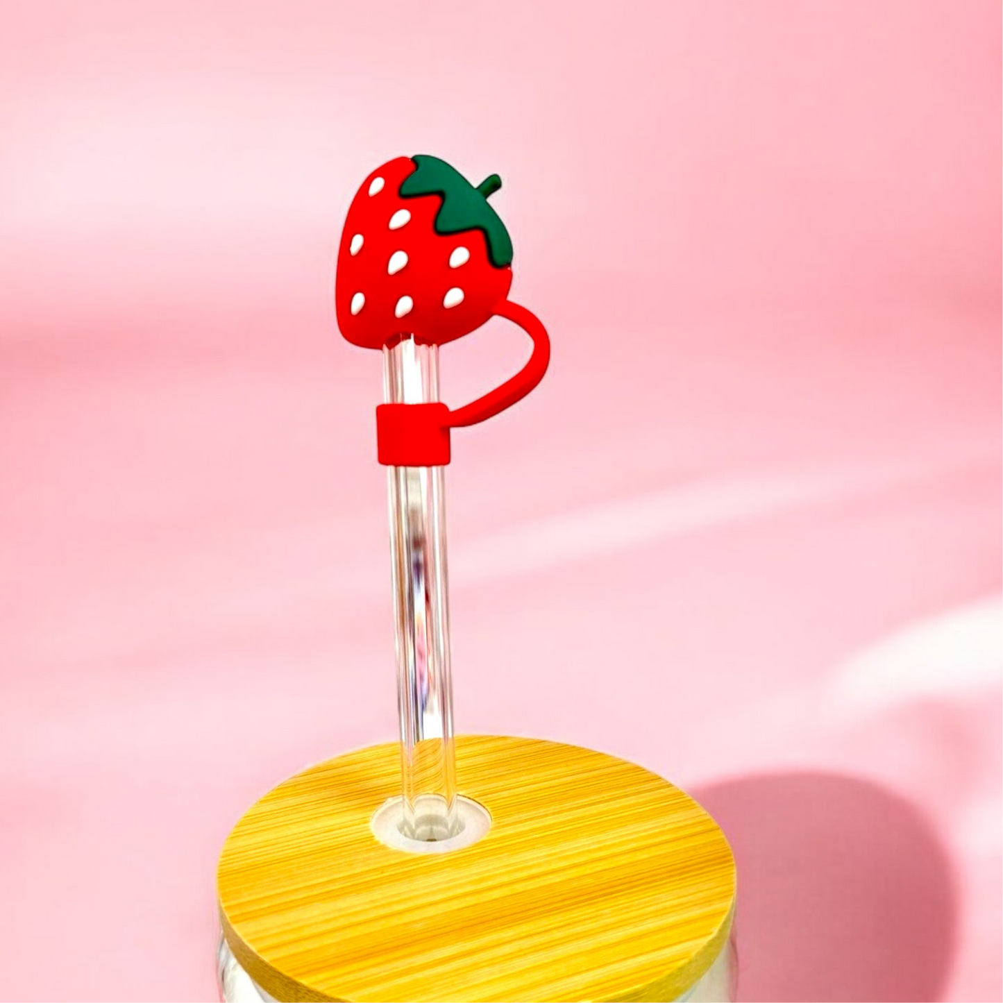 Red Strawberry Straw Topper