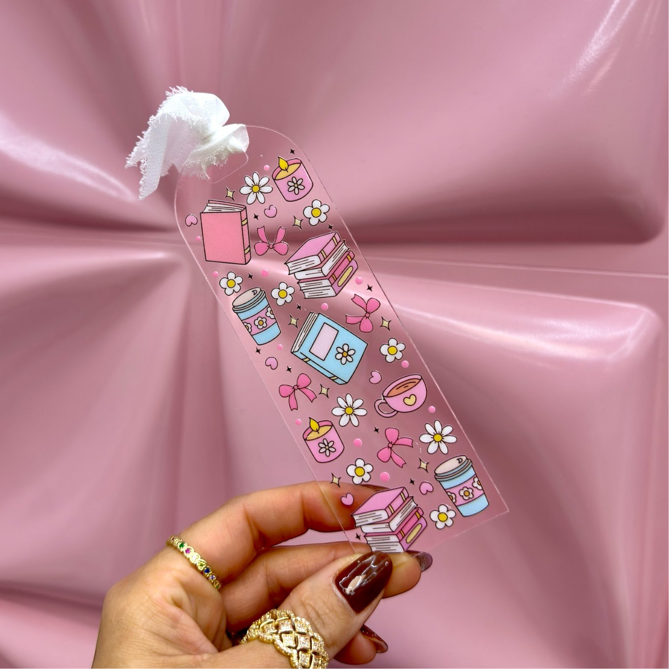 🎀📚 Pink Aesthetic Acrylic Bookmark✨🌸