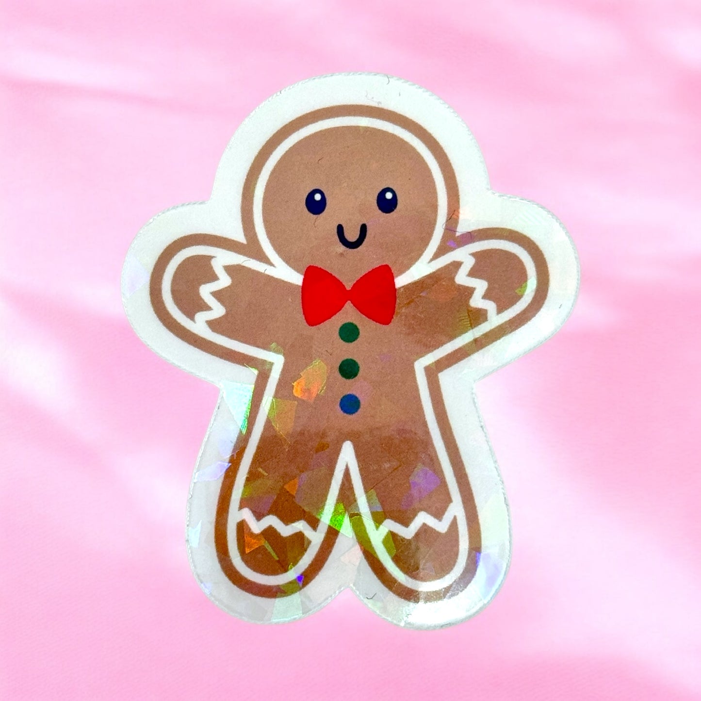 🍪 Gingerbread Boy Holographic Sticker 🎄✨