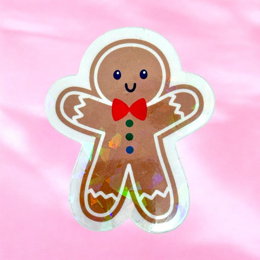 🍪 Gingerbread Boy Holographic Sticker 🎄✨