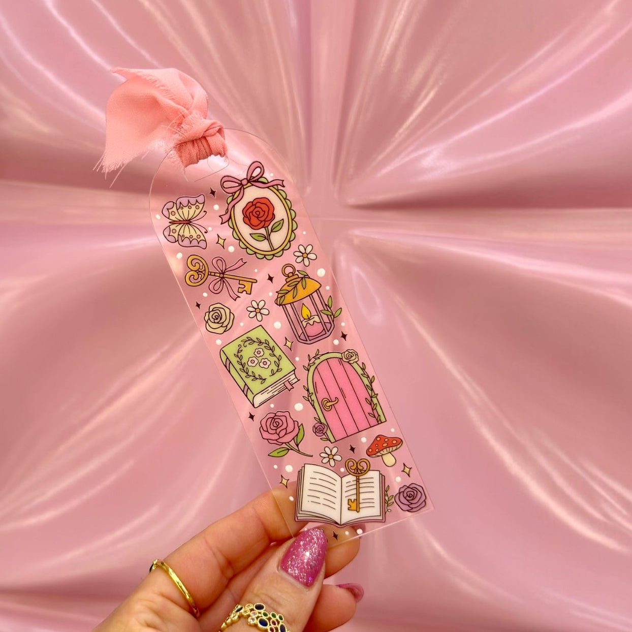 🌹Enchanted Garden Acrylic Bookmark📖✨