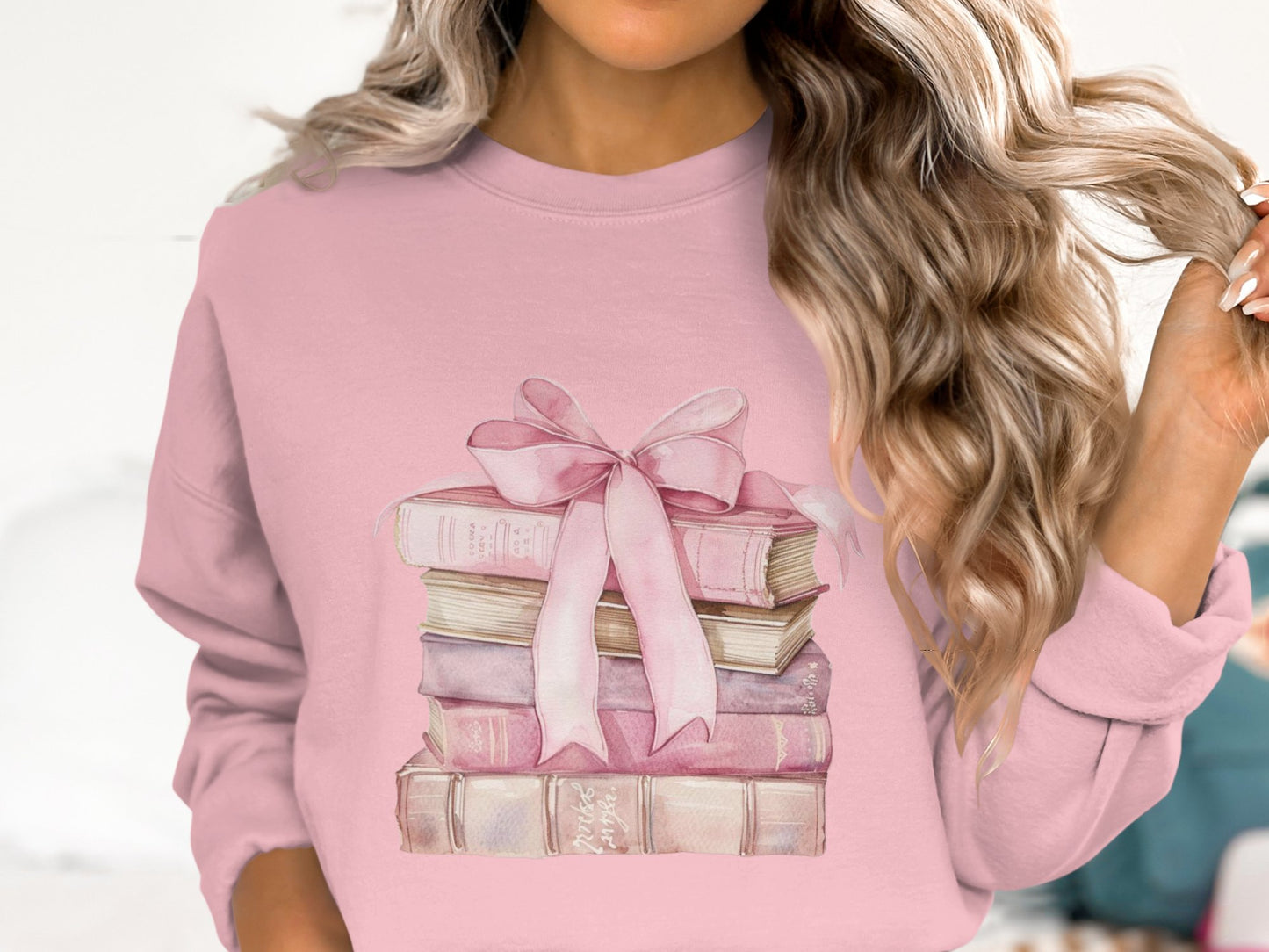 Books and Bow Cotton Sweatshirt