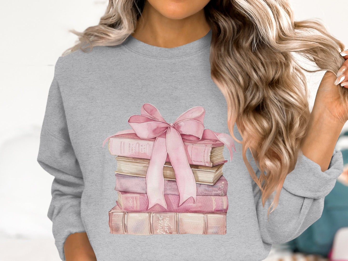 Books and Bow Cotton Sweatshirt