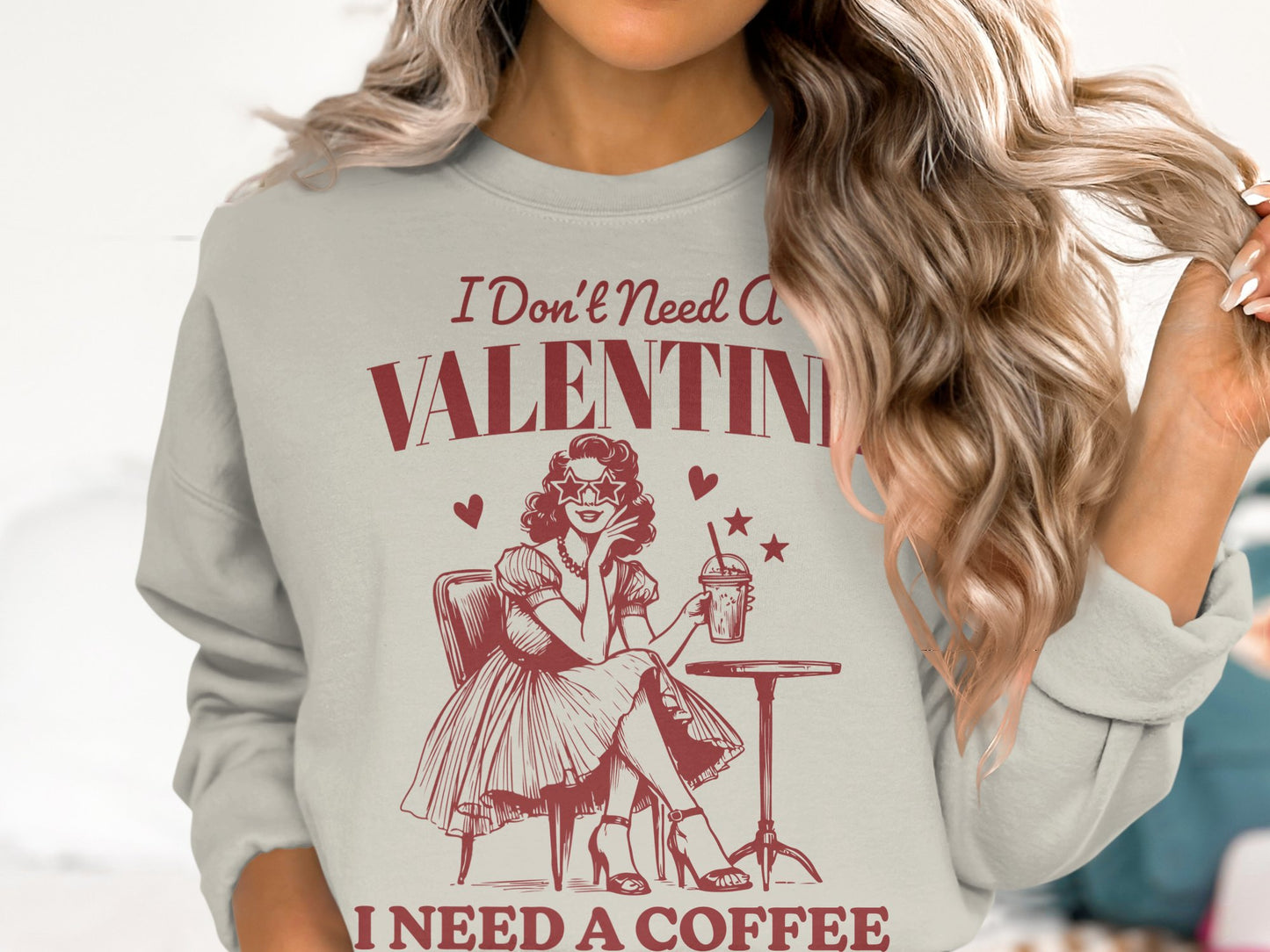 Coffee Over Cupid - Cotton Sweatshirt
