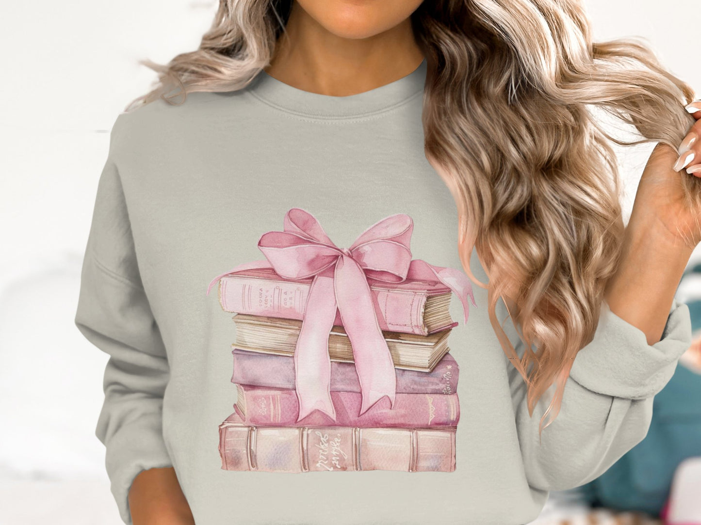 Books and Bow Cotton Sweatshirt