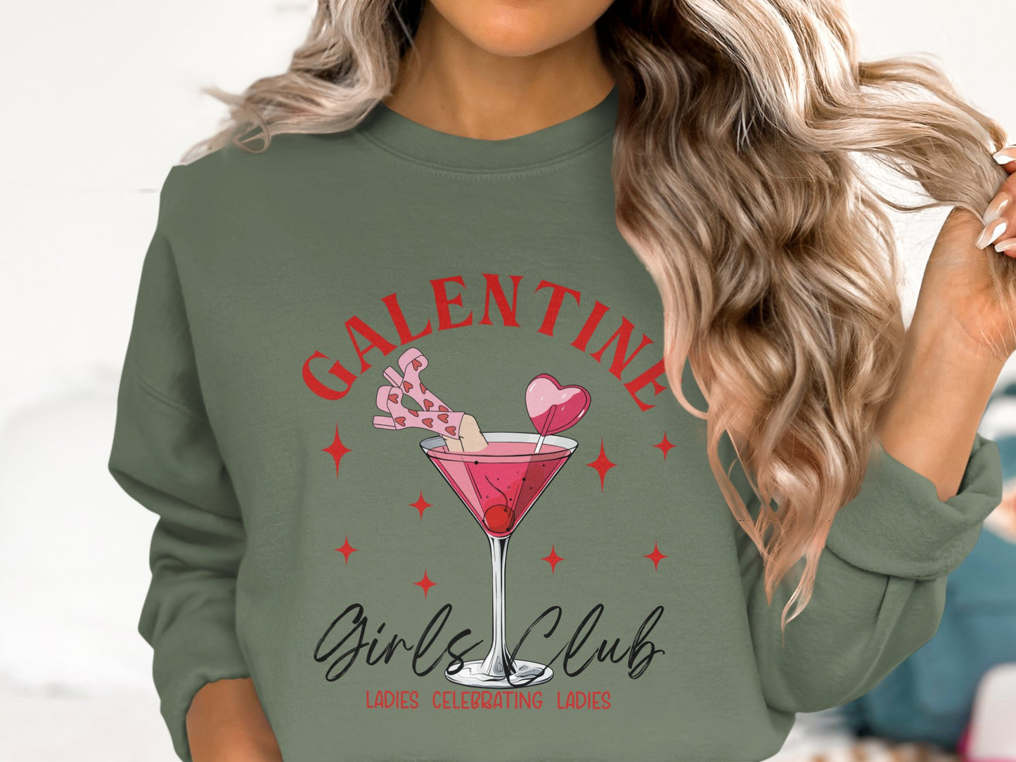 Cheers to Galentine's - Cotton Sweatshirt