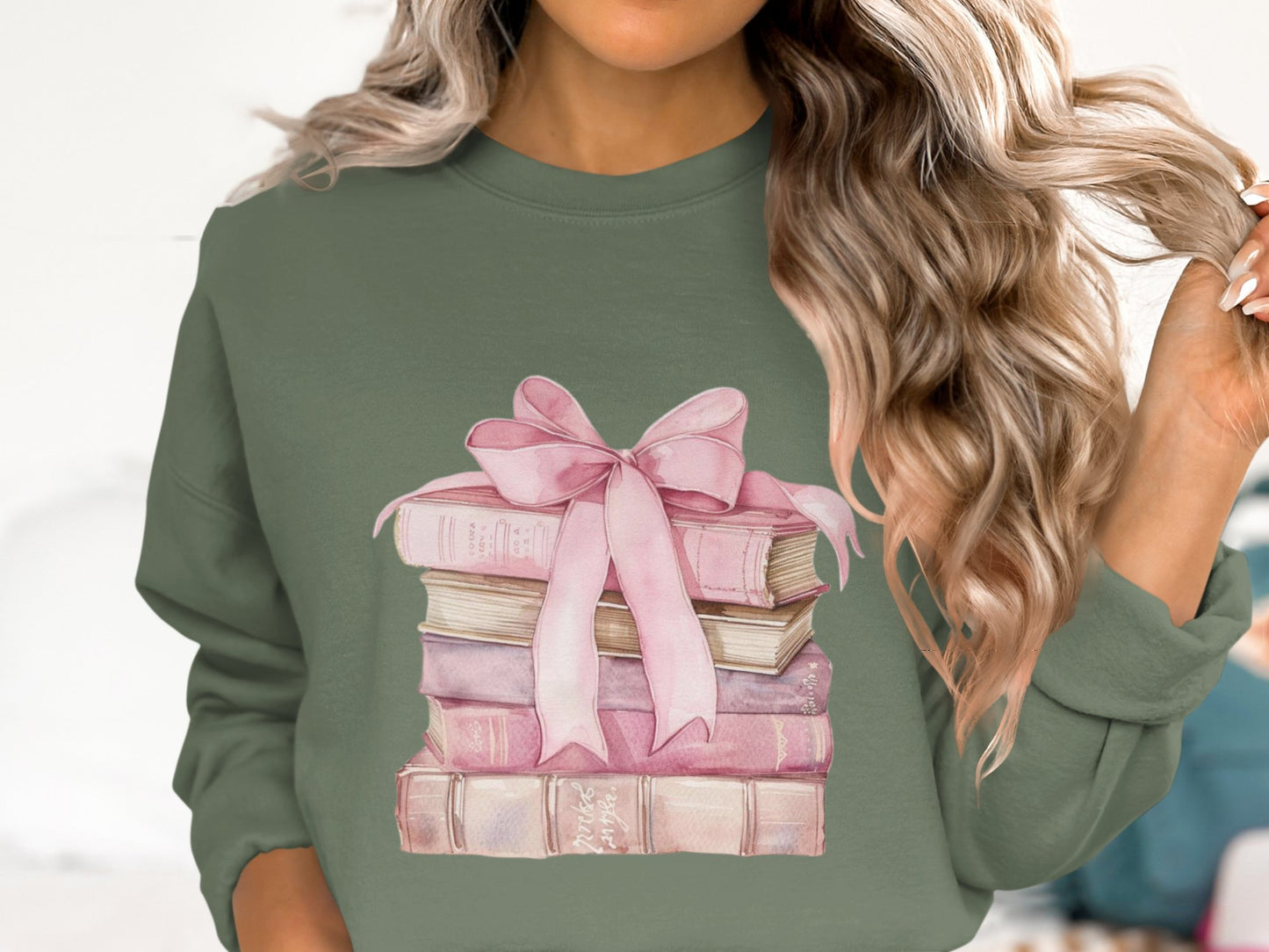 Books and Bow Cotton Sweatshirt