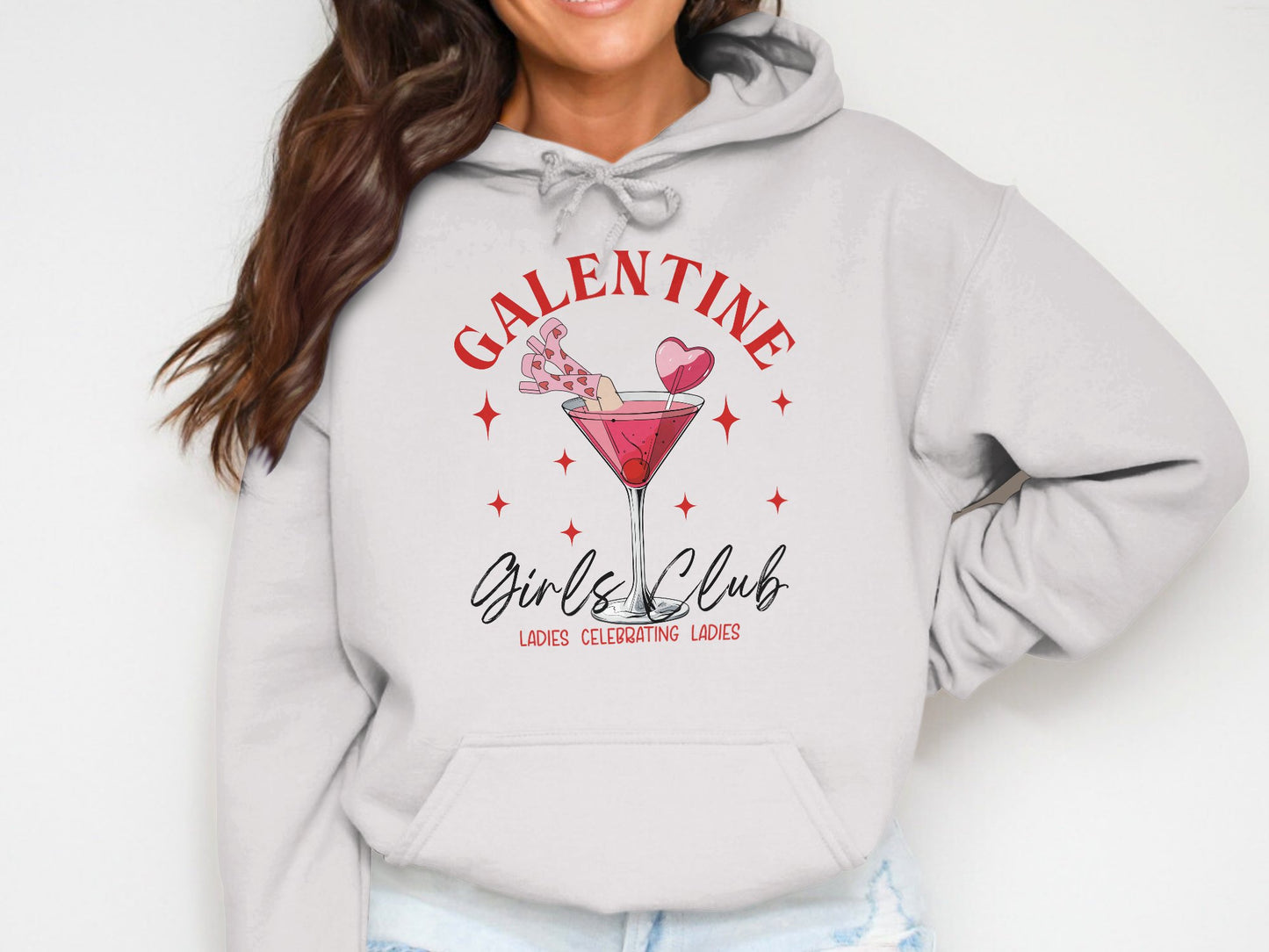 Cheers to Galentine's - Cotton Hoodie
