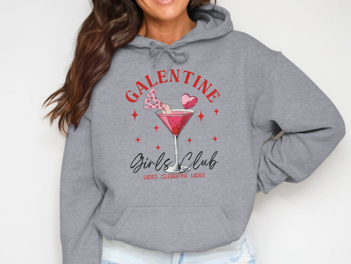 Cheers to Galentine's - Cotton Hoodie
