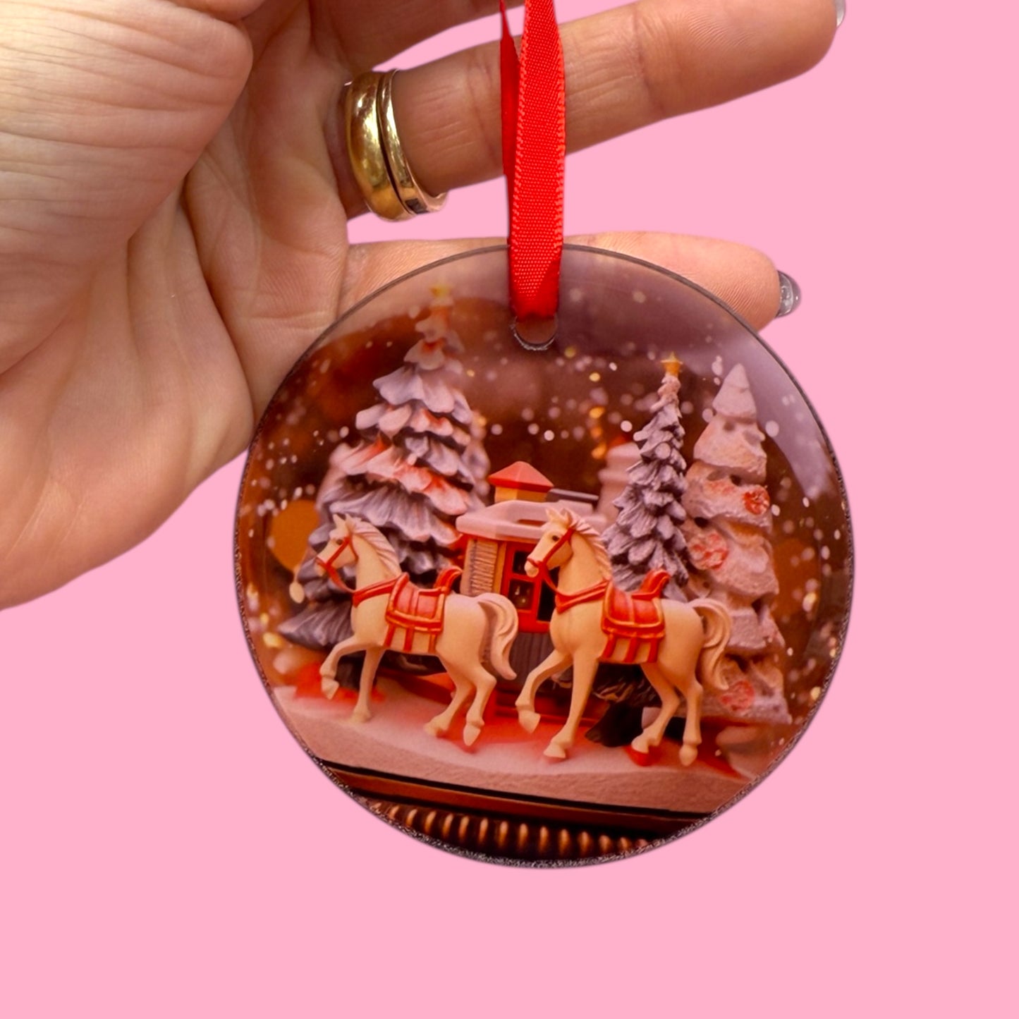 🐴 Vintage Christmas Carousel Glass Ornament ✨🎠