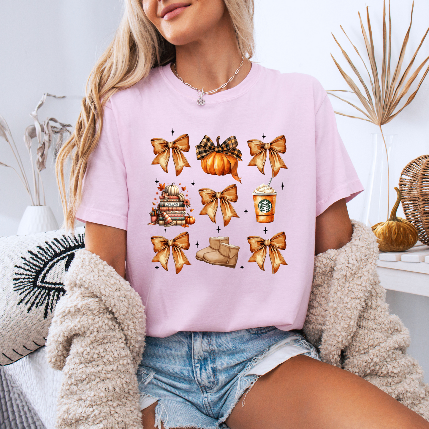 🎀🍂 Pumpkin & Bows Fall Tee 🎃☕ 100% Organic cotton