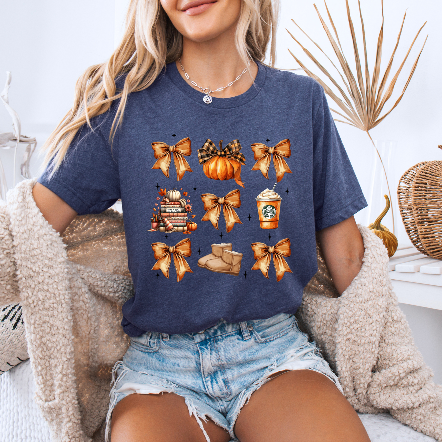 🎀🍂 Pumpkin & Bows Fall Tee 🎃☕ 100% Organic cotton
