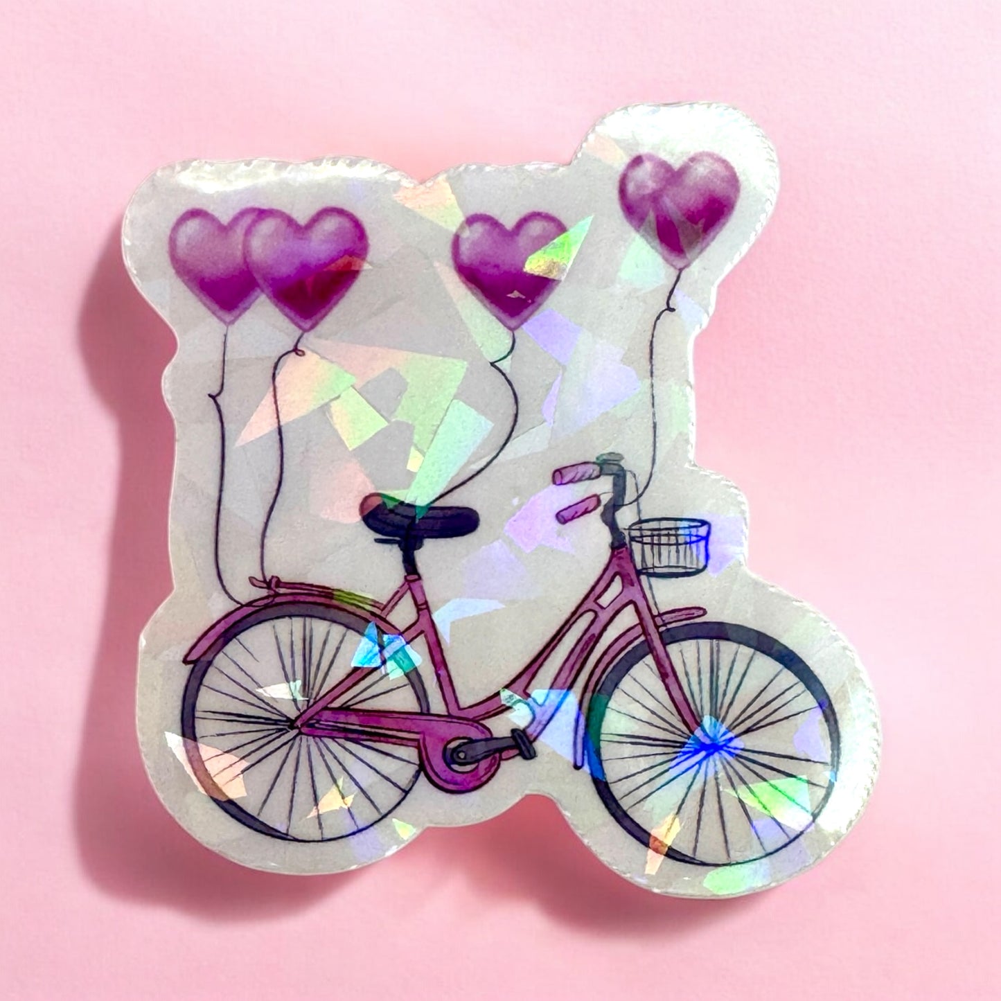 ✨💖 Vintage Pink Bicycle Holographic Sticker 💕🚲