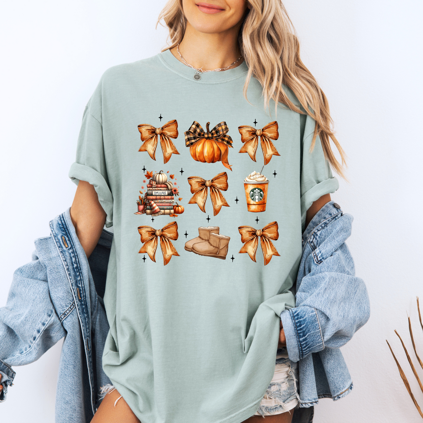 🎀🍂 Pumpkin & Bows Fall Tee 🎃☕ 100% Organic cotton