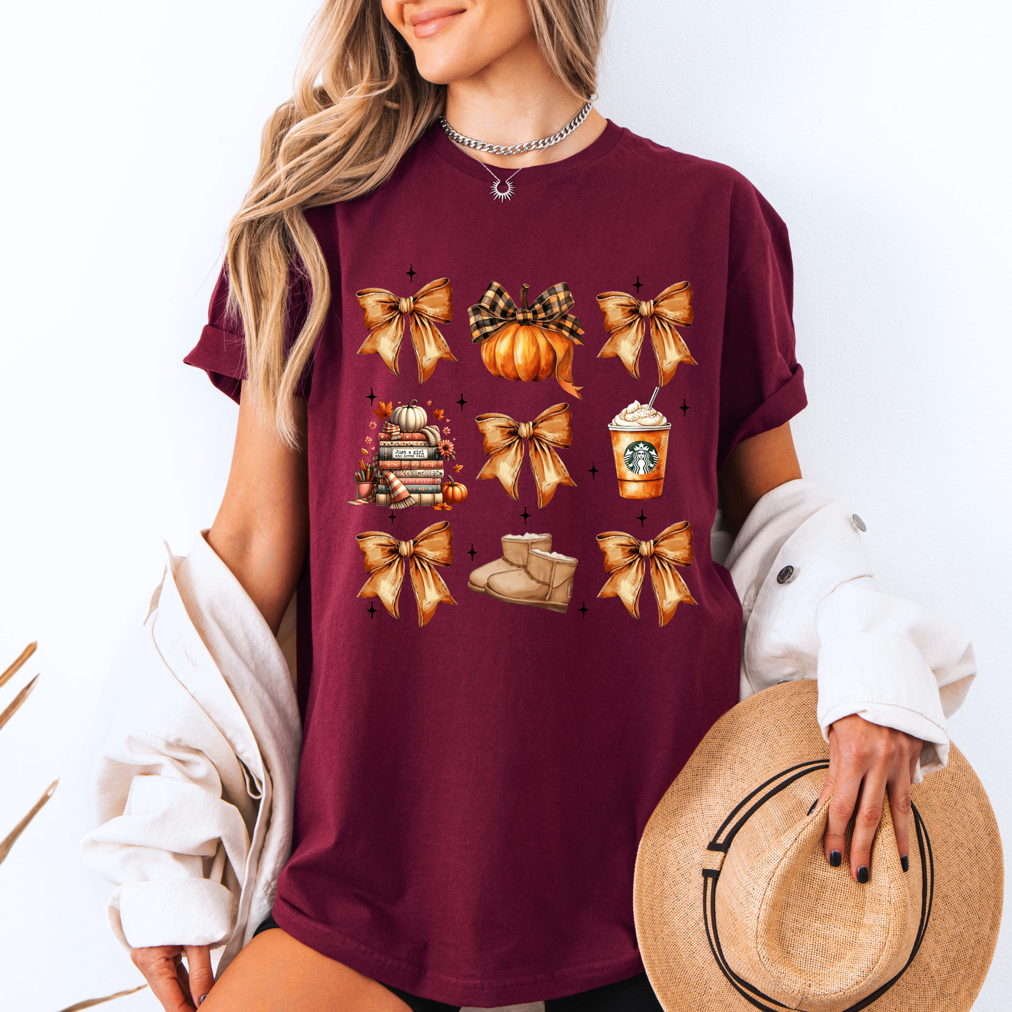 🎀🍂 Pumpkin & Bows Fall Tee 🎃☕ 100% Organic cotton