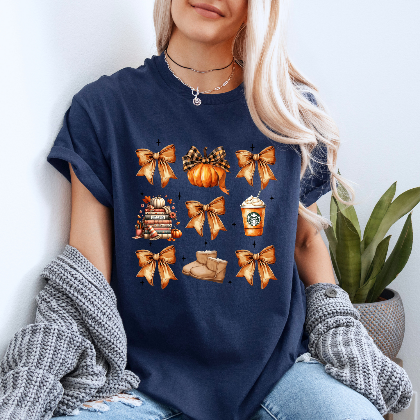 🎀🍂 Pumpkin & Bows Fall Tee 🎃☕ 100% Organic cotton