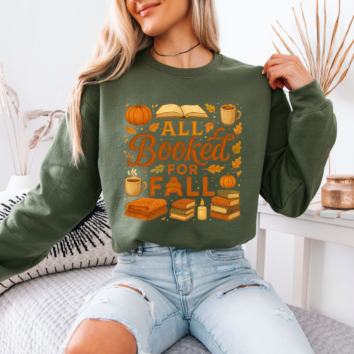 ☕📚 Pumpkin Spice & Books Fall 🎃🍁 Cotton Sweatshirt
