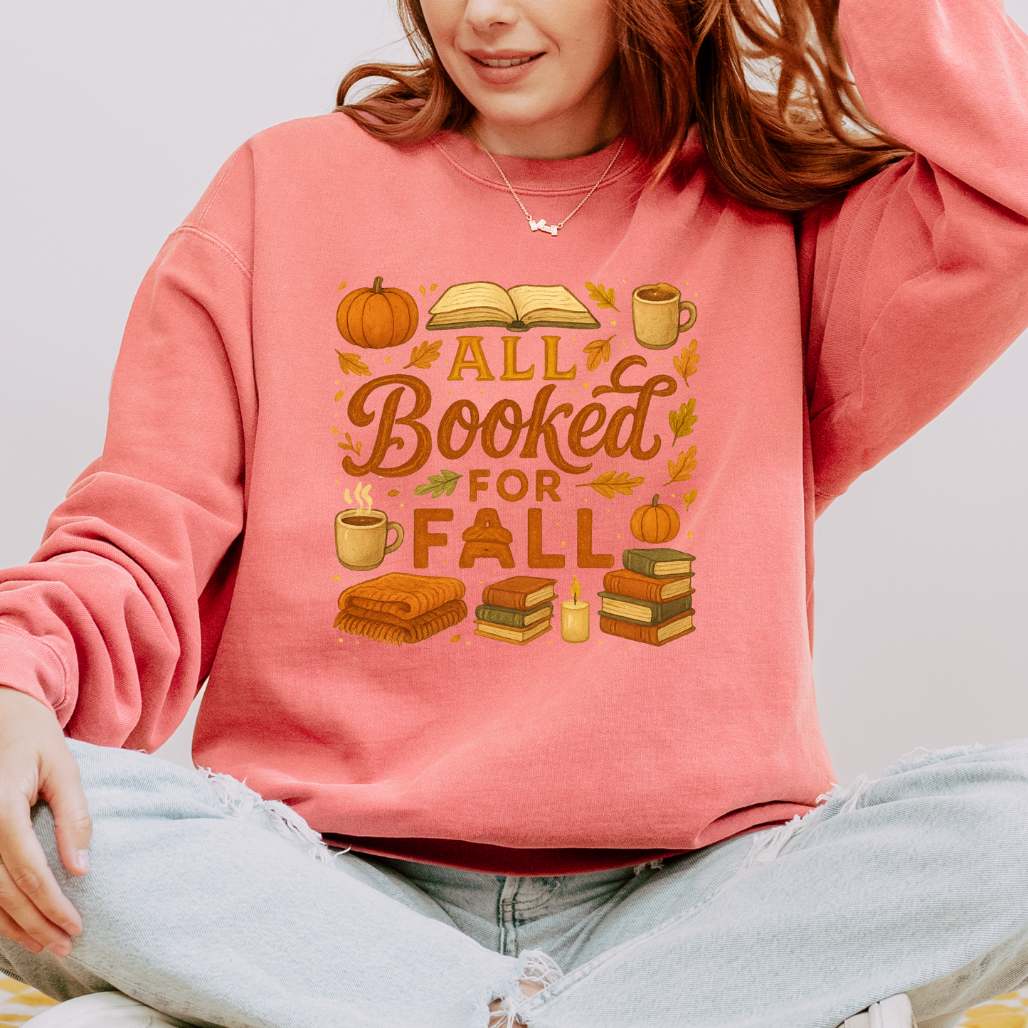☕📚 Pumpkin Spice & Books Fall 🎃🍁 Cotton Sweatshirt