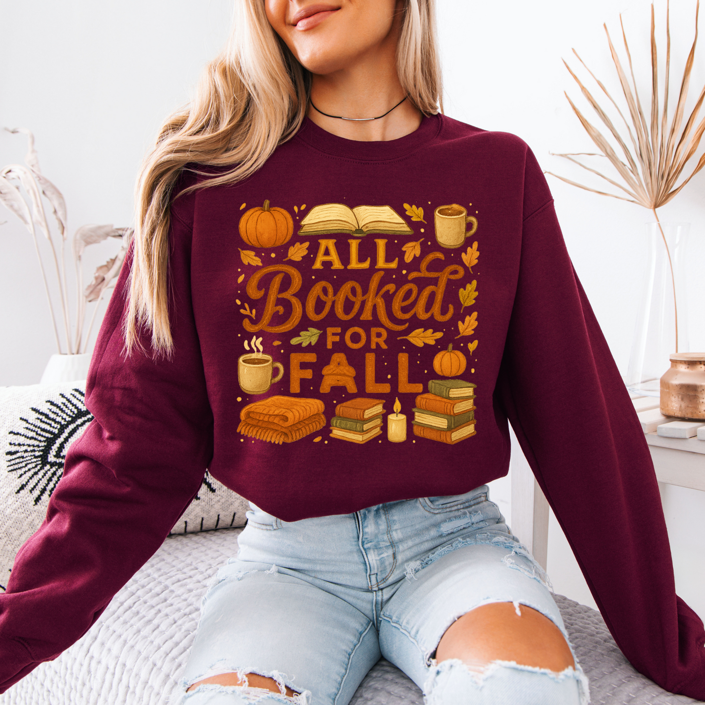☕📚 Pumpkin Spice & Books Fall 🎃🍁 Cotton Sweatshirt