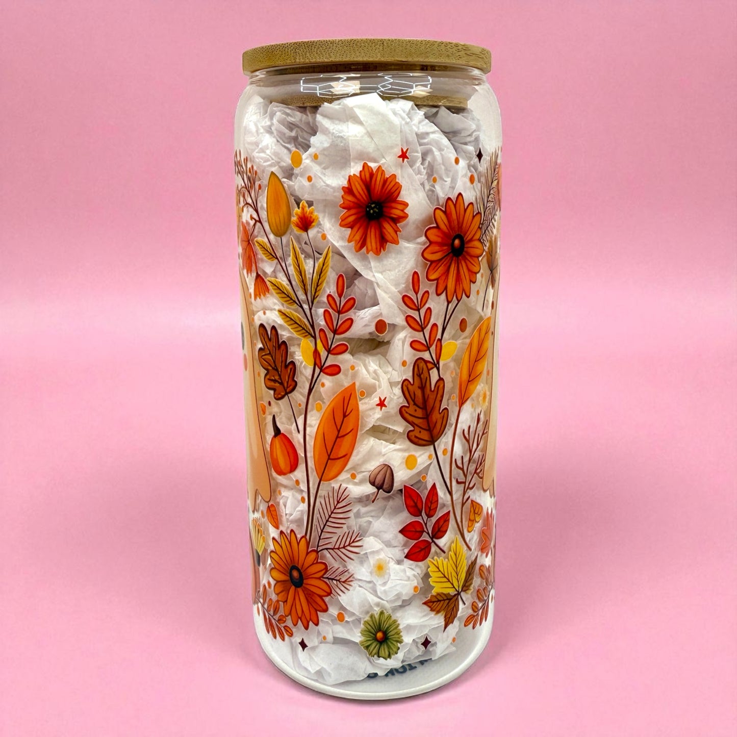 👻🍂 Autumn Ghost Glass Cup – 20oz