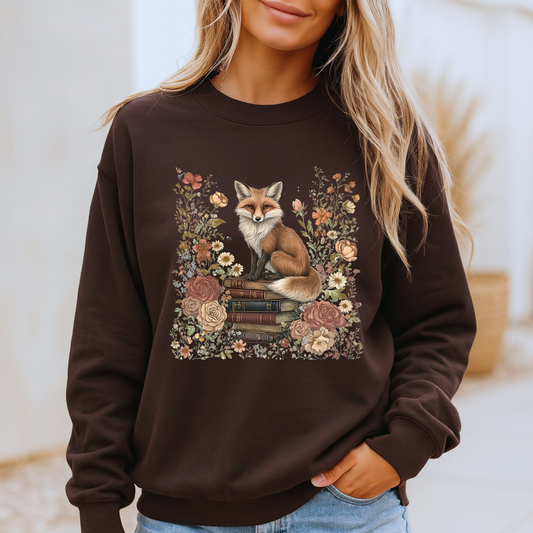 🦊🌹 Bookish Fox Cotton Sweatshirt✨