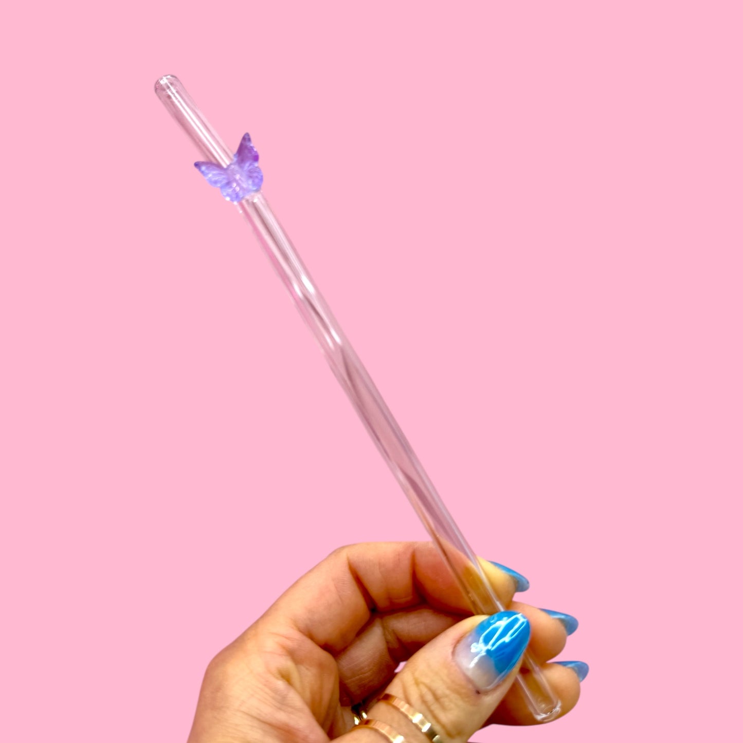 💜Purple Butterfly Bliss Glass Straw 🦋✨