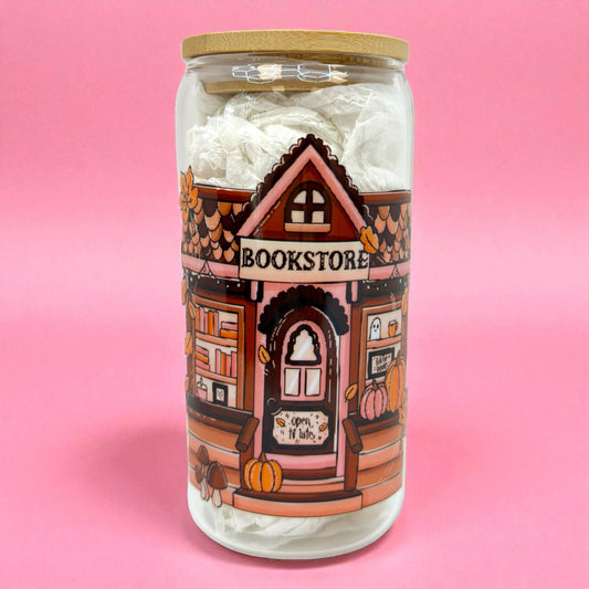 📚 Autumn Bookstore 16oz Glass Cup 🍂