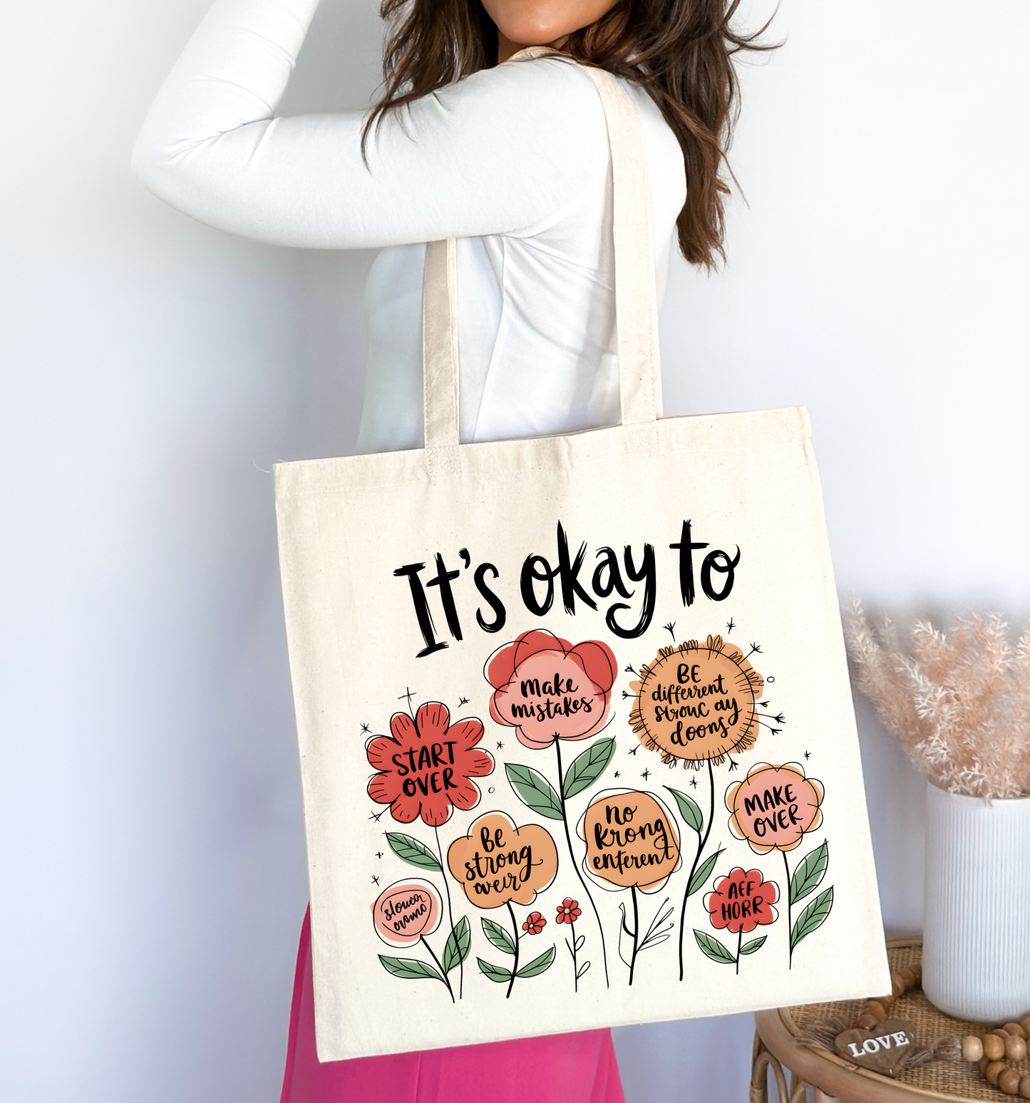 It’s Okay To Grow Floral Affirmations Tote Bag 🌸✨👜