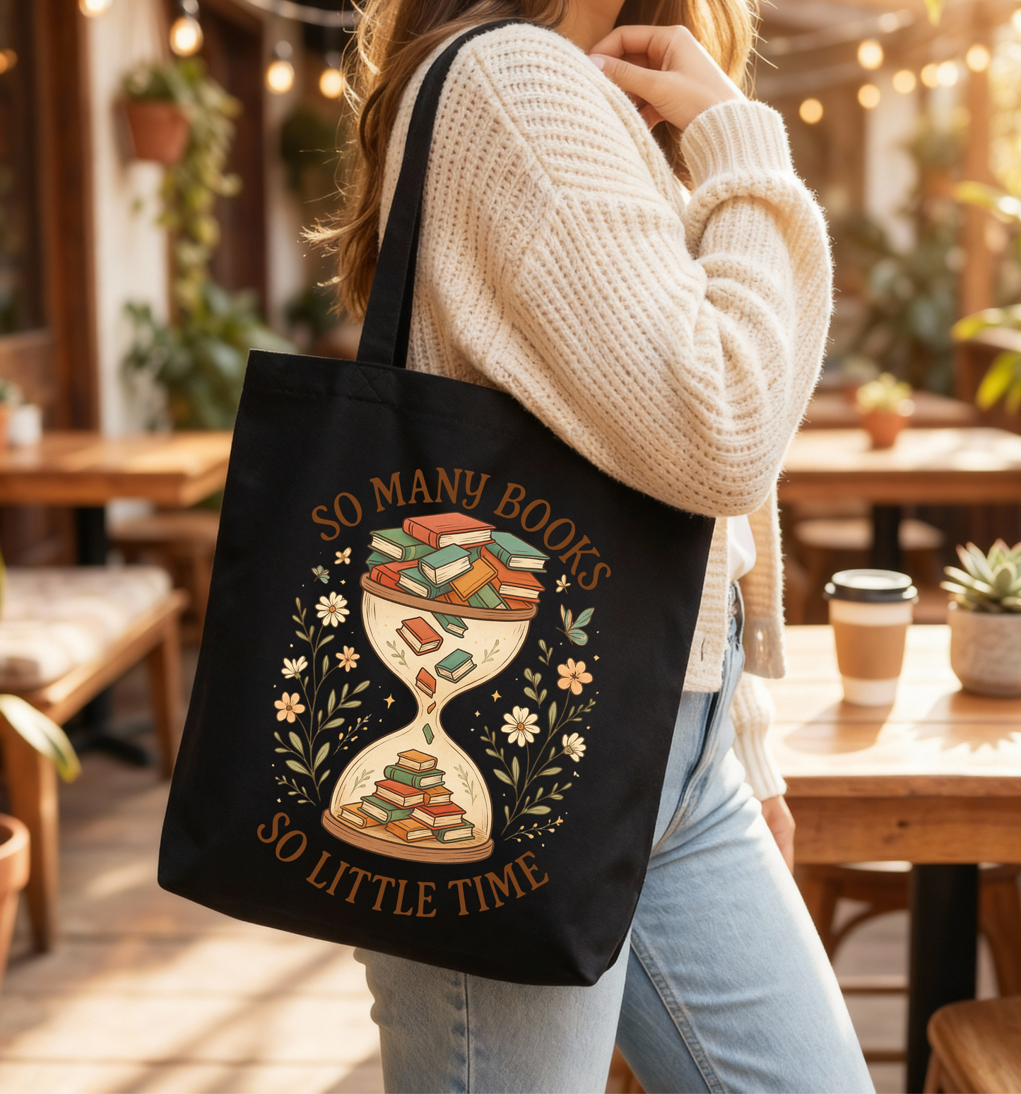 So Many Books, So Little Time black Tote Bag 📚⏳✨