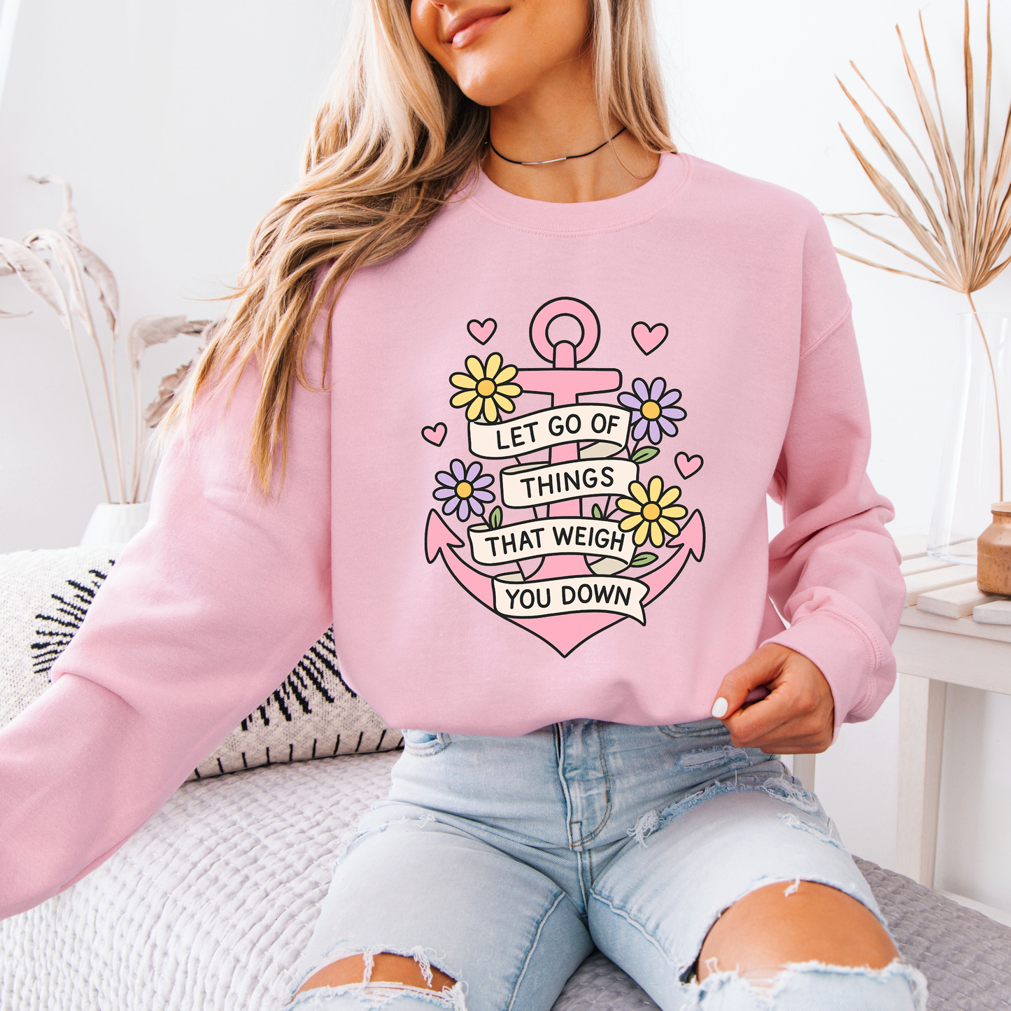 🌸 Anchor Your Peace – Let Go Graphic Sweatshirt ⚓💖