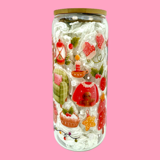 🎄 Cozy Christmas 20oz Glass Cup ☕
