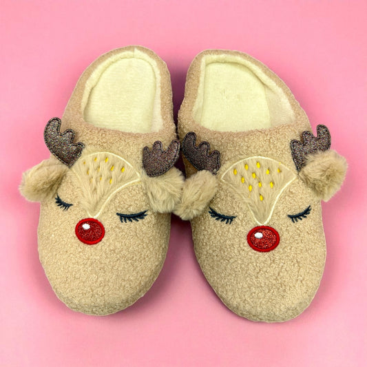 Cozy Reindeer Christmas Slippers 🎄✨