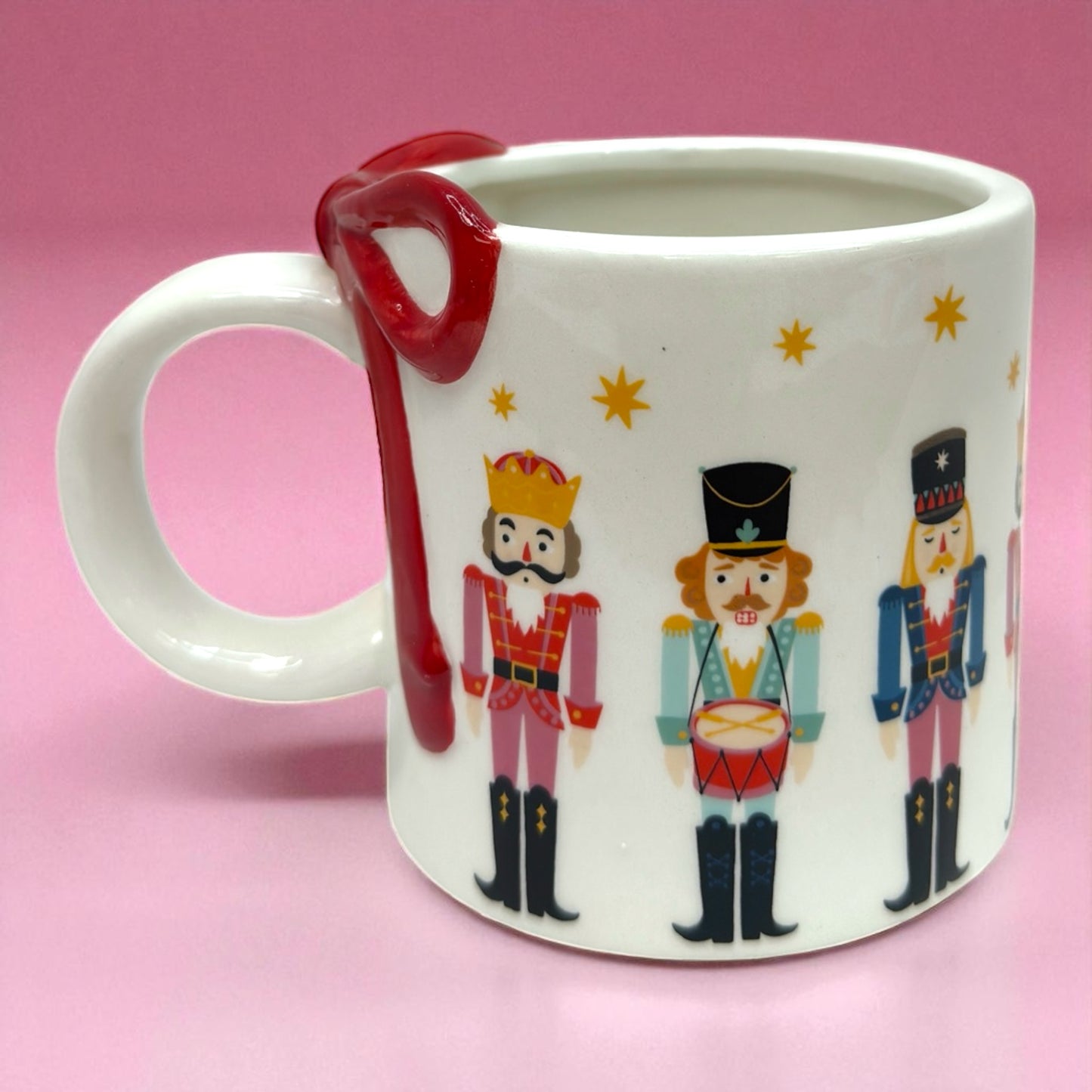 🎁 Nutcracker Christmas 15oz Mug with 3D Bow Handle 🎄✨