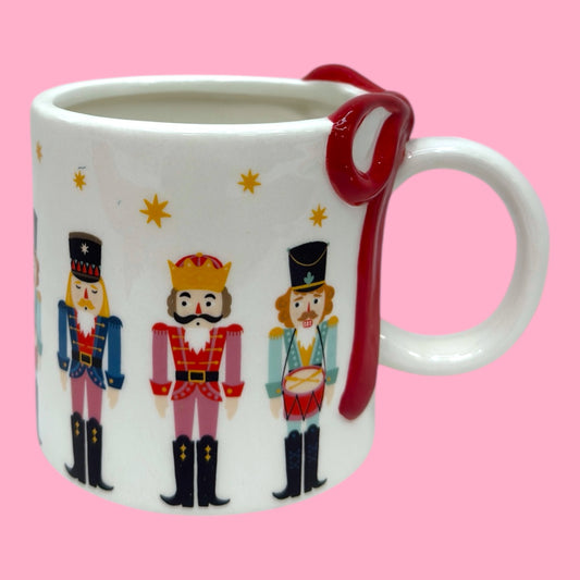 🎁 Nutcracker Christmas 15oz Mug with 3D Bow Handle 🎄✨