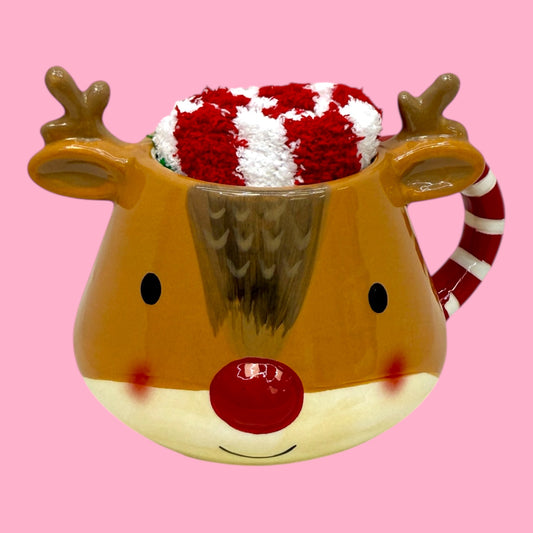 🦌Reindeer Christmas 15oz Mug + Cozy Socks Gift Set 🎁✨