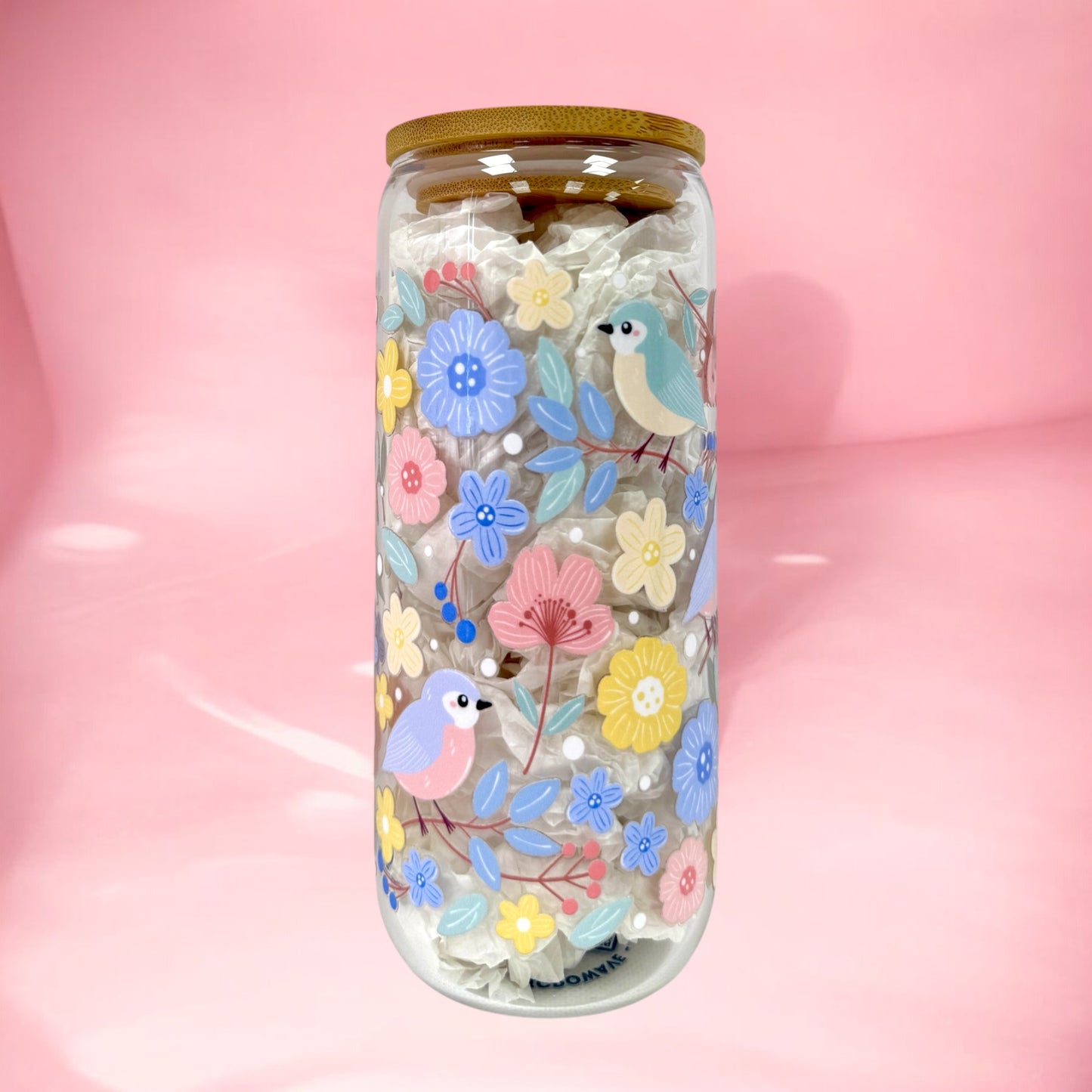 🌼 Chirp & Bloom 20oz Glass Cup 🐤✨