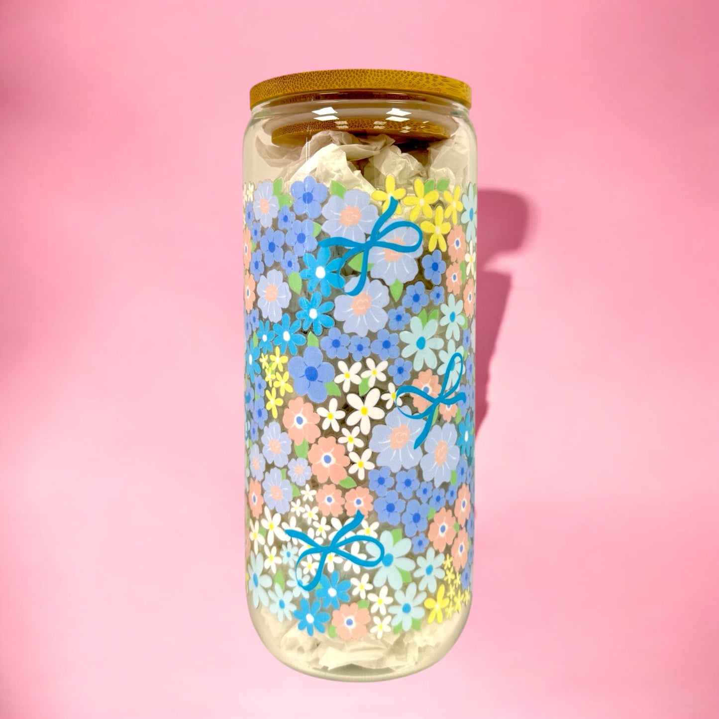 🌸 Bloom & Bow 20oz Glass Cup 🌼