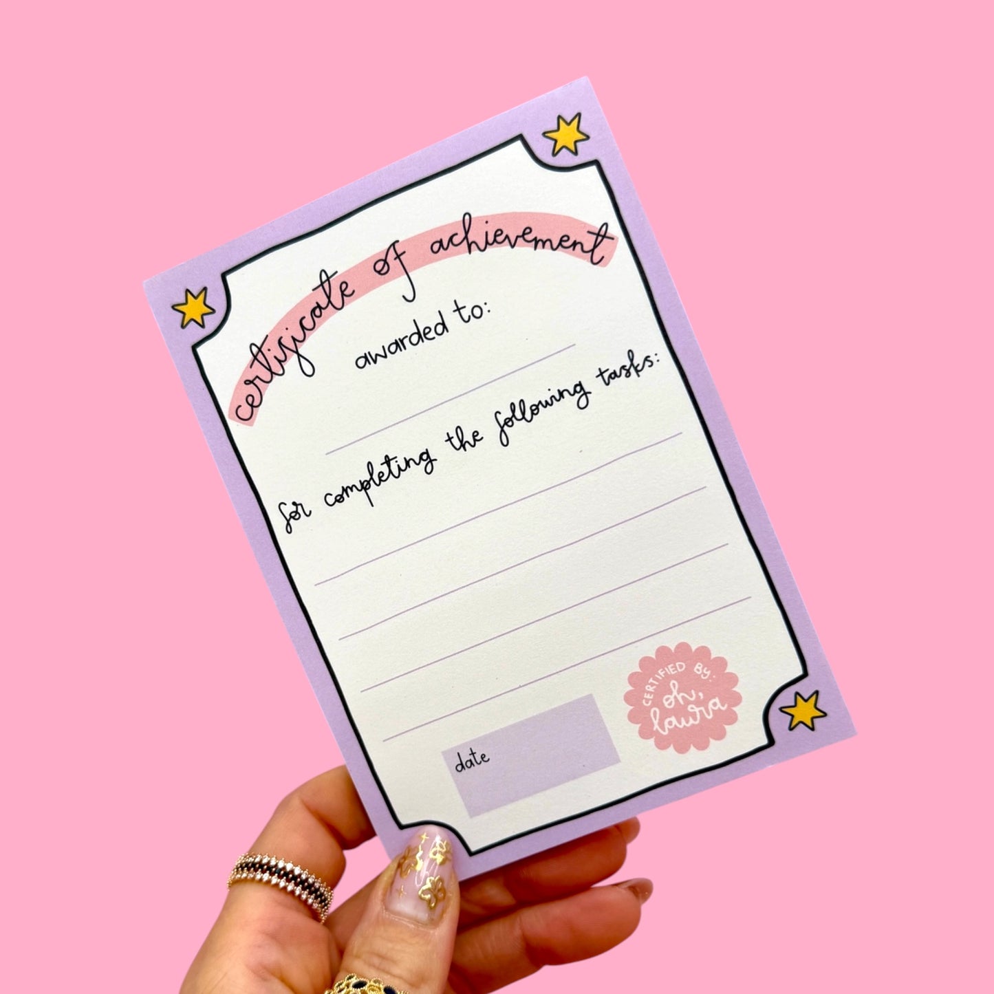 ✨ Certificate of Achievement A6 Notepad | Made in the UK 💖