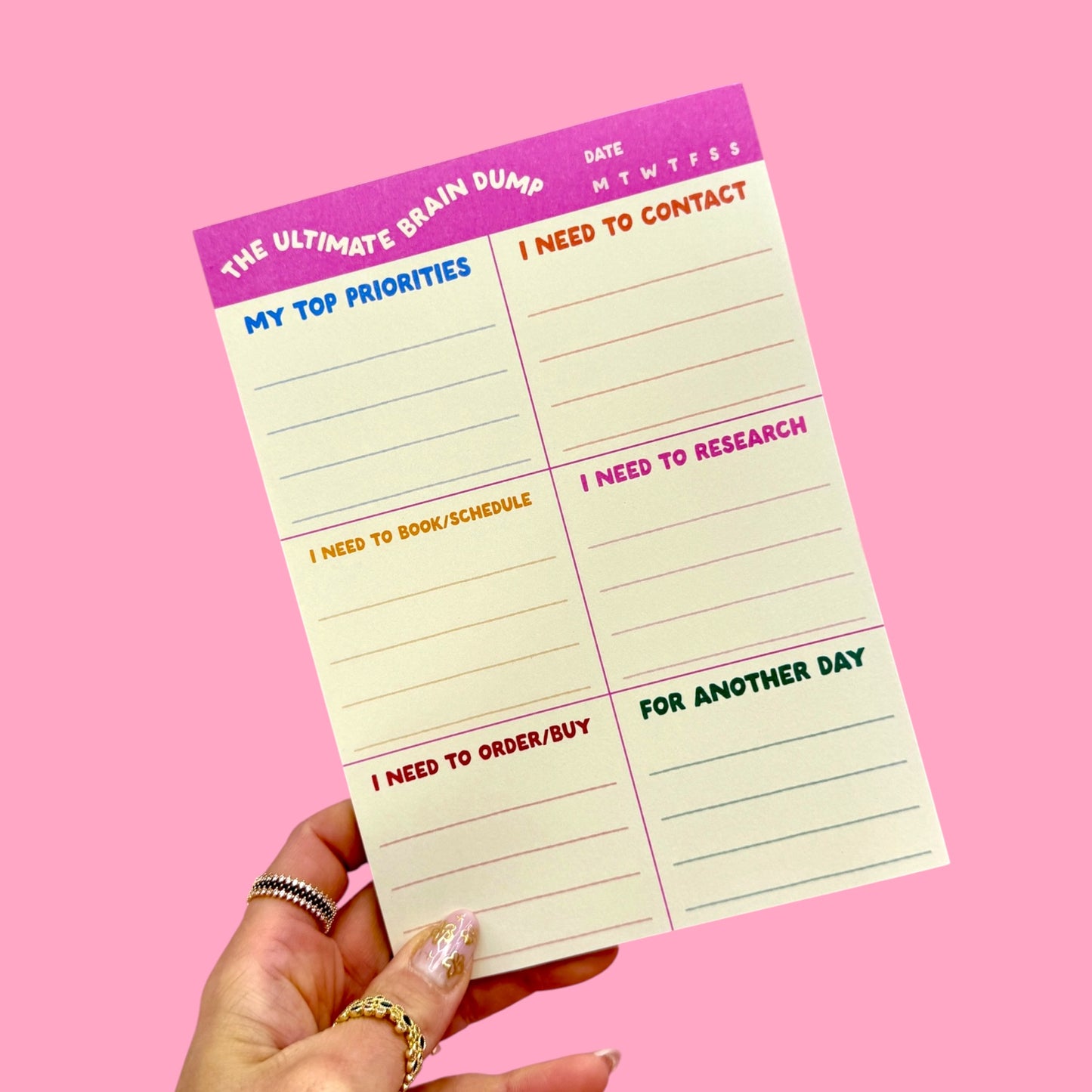⨠Ultimate Brain Dump A6 Notepad | Daily Planner Pad š Made in the UK