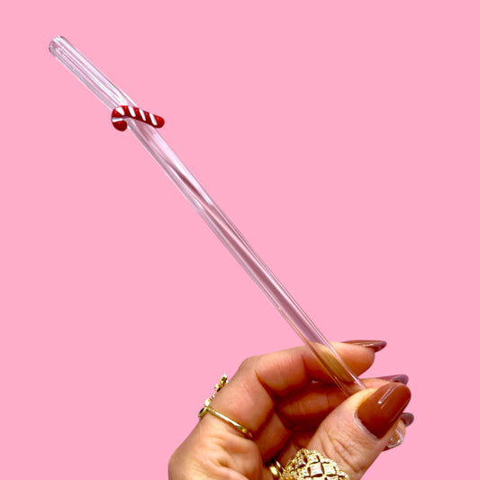 🍬 Candy Cane Glass Straw 🎄