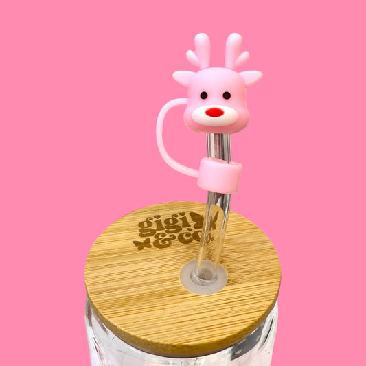 🦌 Pink Reindeer Straw Topper 💕
